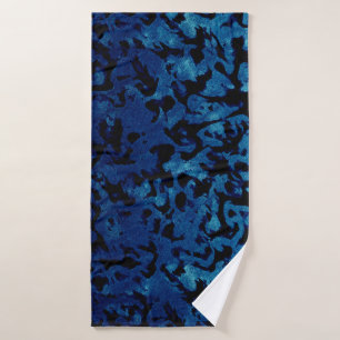 Abstract Magic - Navy Blue Grunge Black Bath Towel