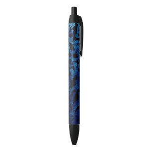 Abstract Magic - Navy Blue Grunge Black Black Ink Pen