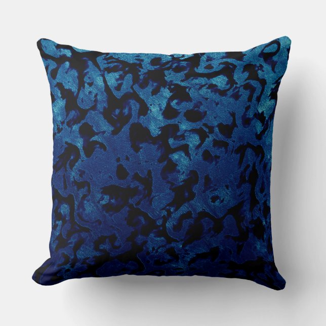 Abstract Magic - Navy Blue Grunge Black Cushion (Front)