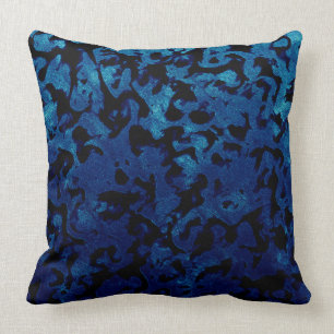 Abstract Magic - Navy Blue Grunge Black Cushion