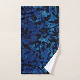 Abstract Magic - Navy Blue Grunge Black Hand Towel