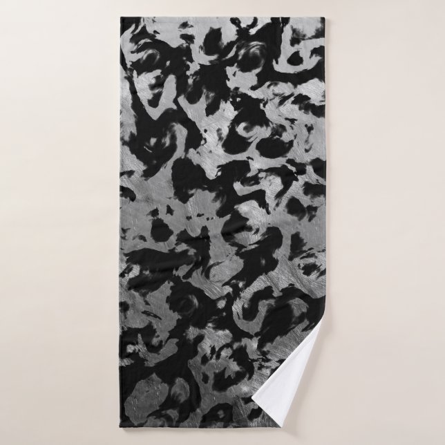 Abstract Magic - Silver Black Bath Towel (Bath Towel)