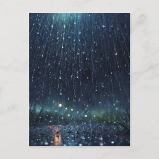 Abstract magical rain, universe, stars postcard