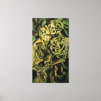 Abstract Man And Skeleton Geometric Art Canvas Print