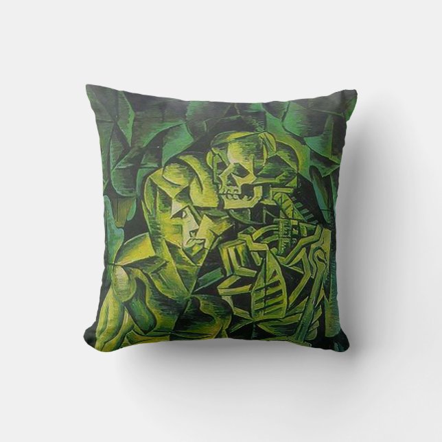 Abstract Man And Skeleton Geometric Art Cushion (Front)