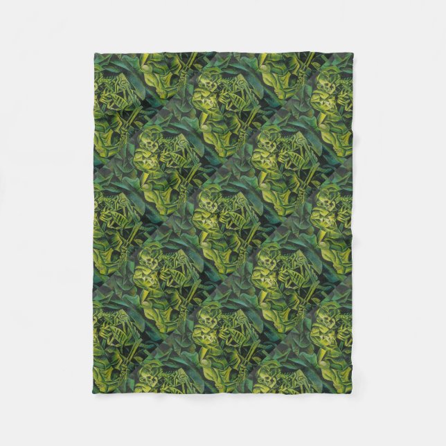 Abstract Man And Skeleton Geometric Art Fleece Blanket (Front)