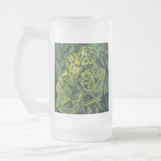 Abstract Man And Skeleton Geometric Art Frosted Glass Beer Mug