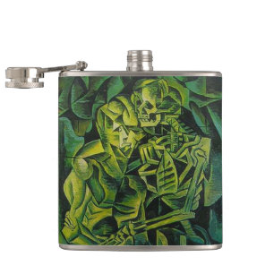 Abstract Man And Skeleton Geometric Art Hip Flask