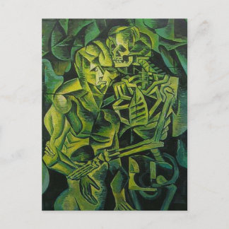 Abstract Man And Skeleton Geometric Art Postcard