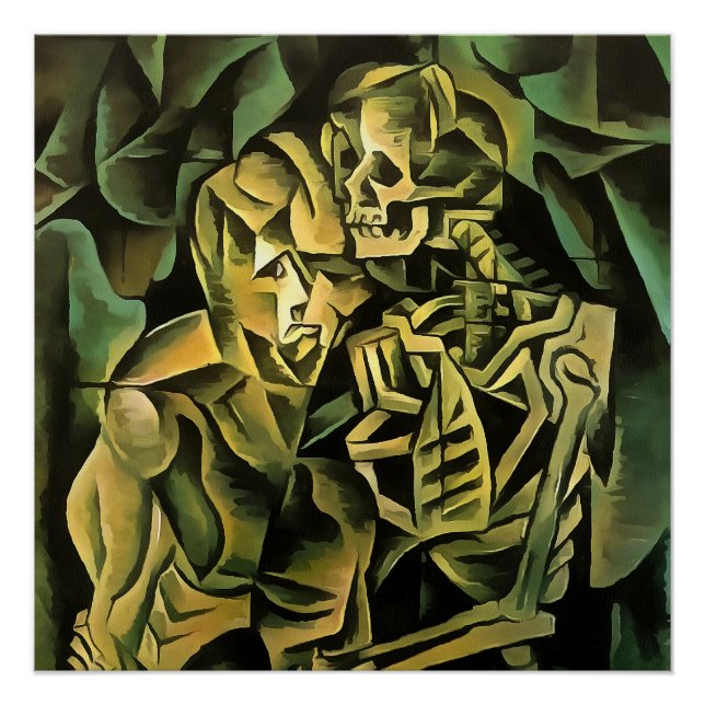 Abstract Man And Skeleton Geometric Art Poster (Front)