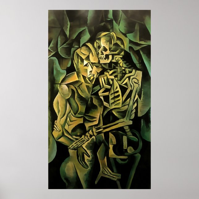Abstract Man And Skeleton Geometric Art Poster (Front)