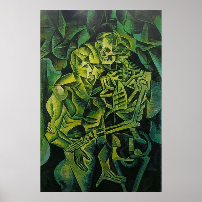 Abstract Man And Skeleton Geometric Art Poster (Front)
