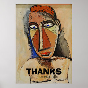Abstract Man Face with THANKS, add text Poster