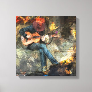 Abstract Man playing guitar - wall art Decor.