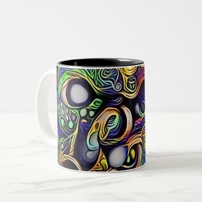Abstract man portrait Two-Tone coffee mug (Front Left)