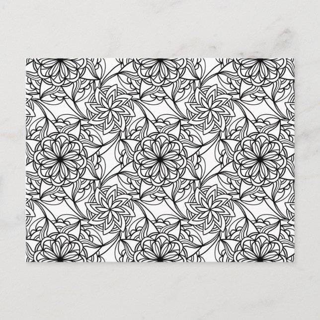 Abstract Mandala Adult Colouring Postcard #2 (Front)