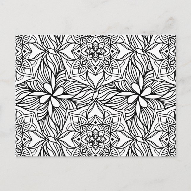 Abstract Mandala Adult Colouring Postcard #4b (Front)