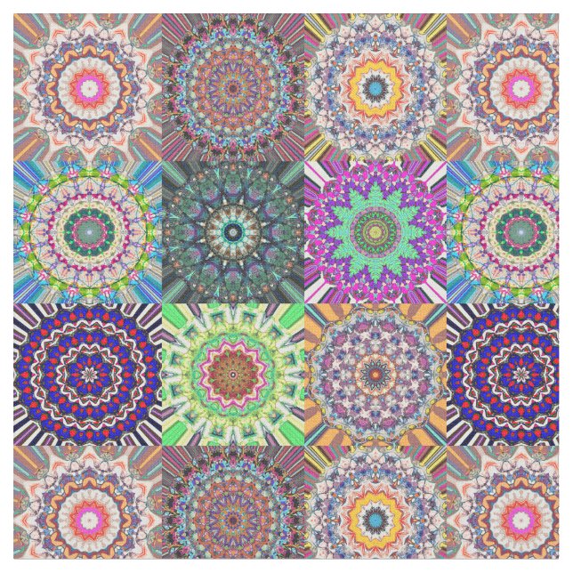 Abstract Mandala Collage Fabric (Close Up)