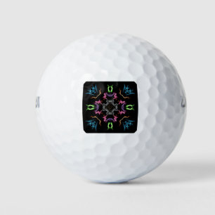 Abstract Mandala Digital Drawing Golf Balls