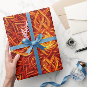 Abstract Mandala Fire Red Thread Wrapping Paper