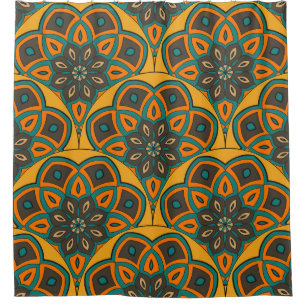 Abstract mandala fish scale seamless pattern. Orna Shower Curtain