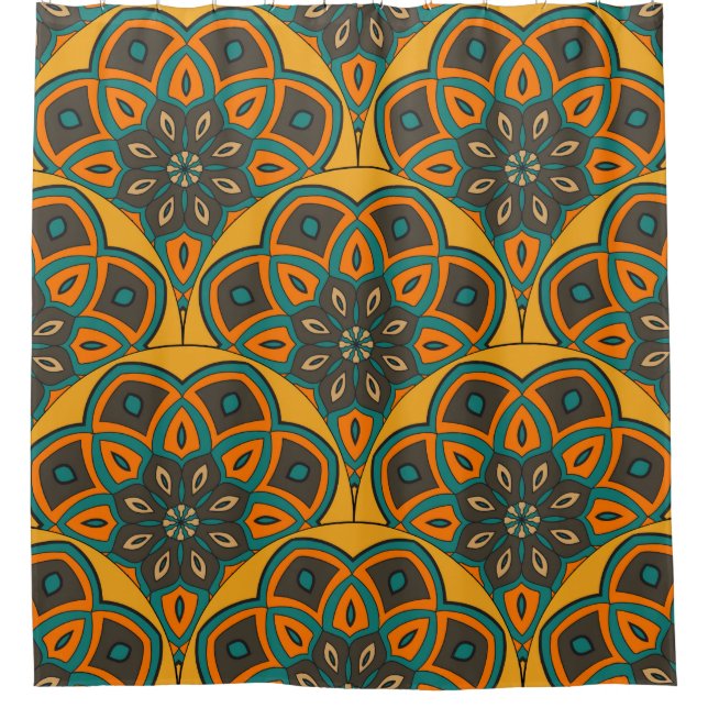 Abstract mandala fish scale seamless pattern. Orna Shower Curtain (Front)