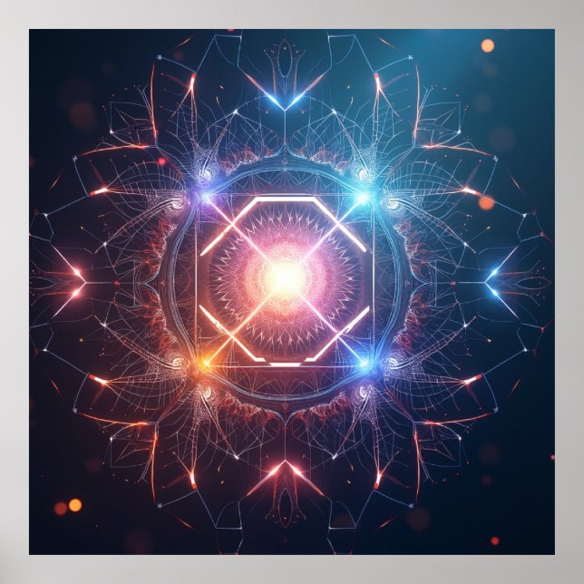 Abstract Mandala : Iridescent Geometric Poster (Front)