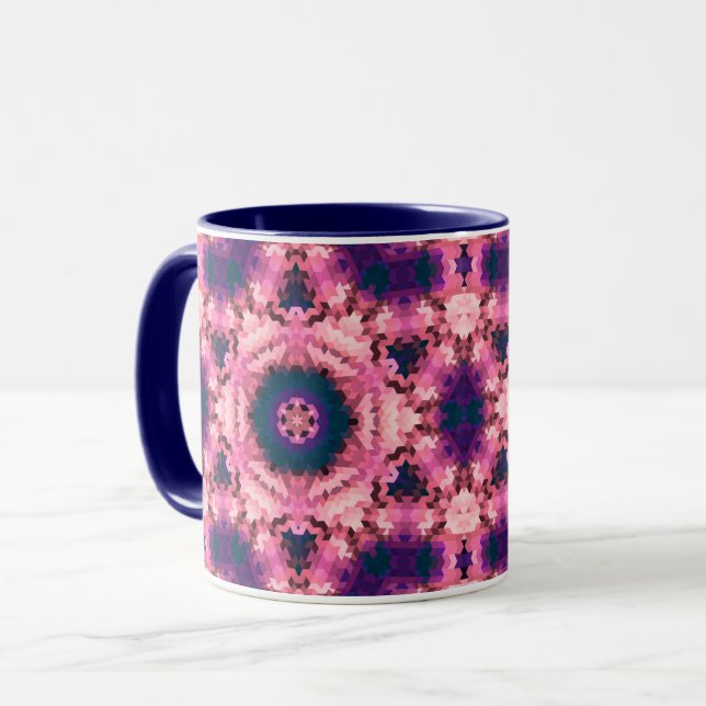 Abstract mandala kaleidoscope round circle shapes mug (Front Left)