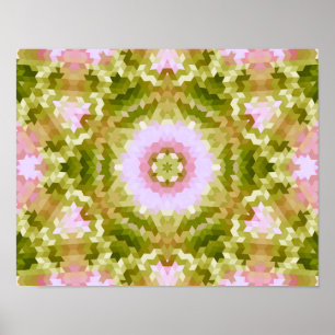 Abstract mandala kaleidoscope round circle shapes poster