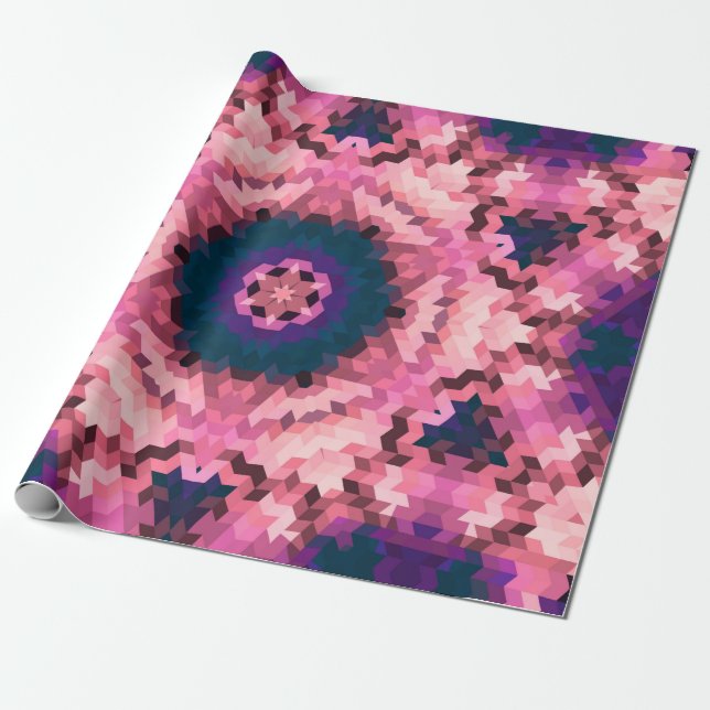 Abstract mandala kaleidoscope round circle shapes wrapping paper (Unrolled)