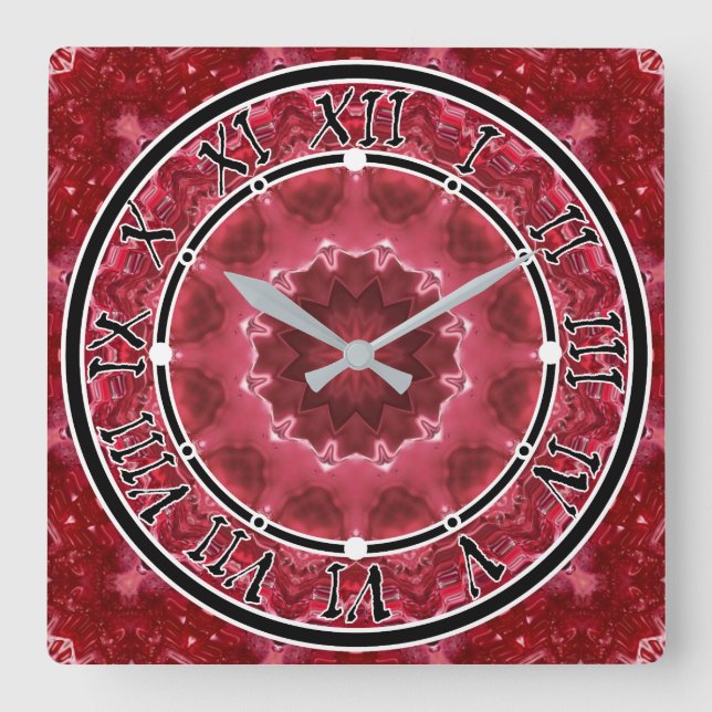 Abstract , mandala , kaleidoscope square wall clock (Front)