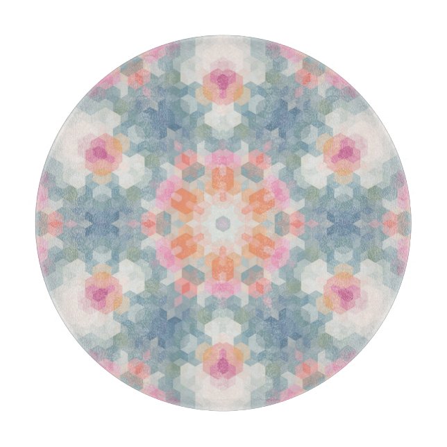 Abstract mandala round seamless pattern kaleidosco cutting board (Front)