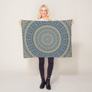 Abstract mandala round seamless pattern kaleidosco fleece blanket