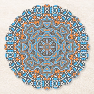 Abstract mandala round seamless pattern kaleidosco paper coaster