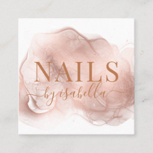 Abstract Manicurist Nail Salon Copper Glitter Square Business Card