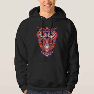 Abstract Maori Owl  Vintage Mosaic Animal Print Az Hoodie