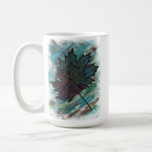 Abstract Maple Leaf Line Art Botanical Graphic Cer Coffee Mug