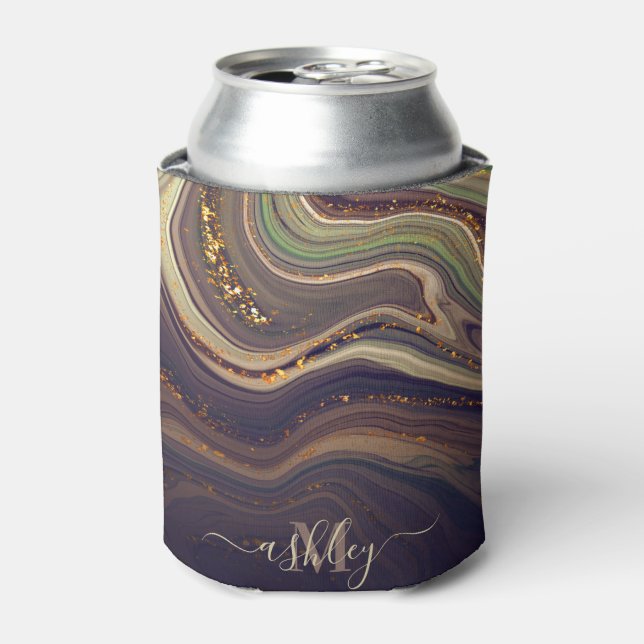 Abstract Marble and Glitter Can Cooler (Can Front)