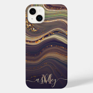 Abstract Marble and Glitter iPhone 14 Plus Case