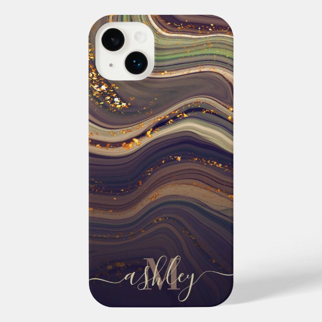 Abstract Marble and Glitter iPhone Case (Back)