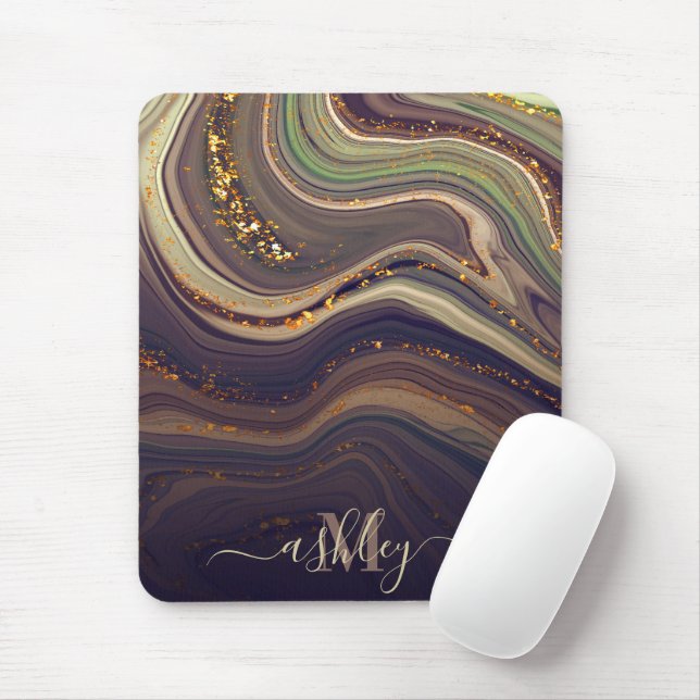 Abstract Marble and Glitter Mouse Mat (With Mouse)