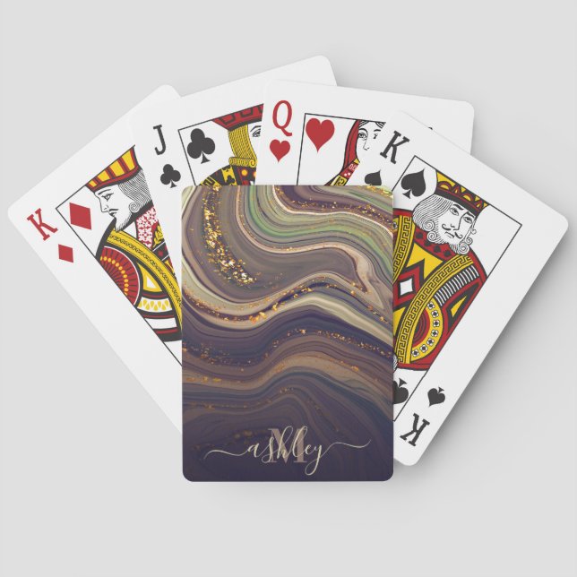 Abstract Marble and Glitter Playing Cards (Back)
