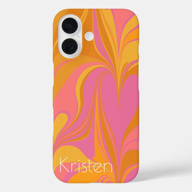 Abstract Marble Art in Bright Yellow and Pink Case-Mate iPhone Case (Back)