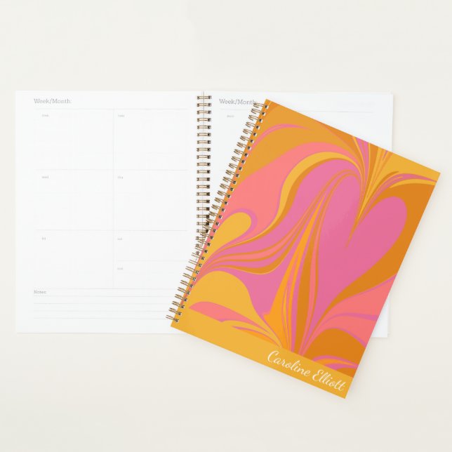 Abstract Marble Art in Bright Yellow and Pink Planner (Display)