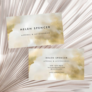 Abstract Marble Gold White Business Card
