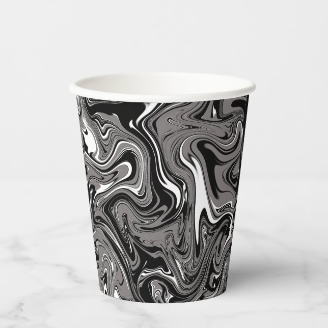Abstract Marble illustration Black   Paper Cups (Front)