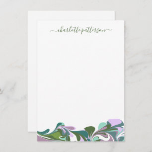 Abstract Marble in Purple and Green Personalised  Card