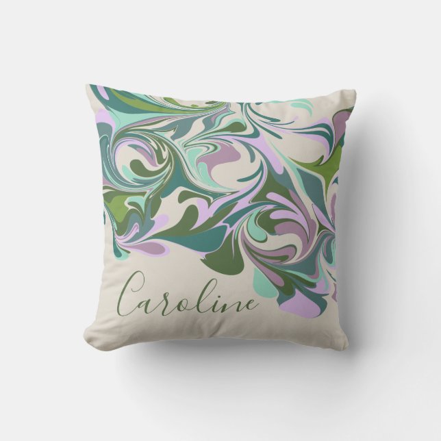 Abstract Marble in Purple and Green Personalised  Cushion (Front)