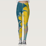 Abstract Marble Modern Ebru Pattern Teal and Pink Leggings<br><div class="desc">Add some crazy colour to your outfit with these Colourful and Bold Abstract Paint Swirls in Blue Leggings</div>
