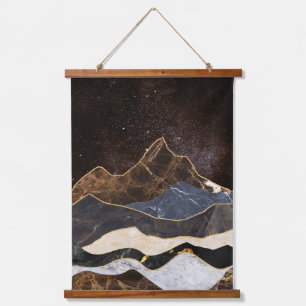 Abstract Marble Mountains Under Starry Sky Hanging Tapestry
